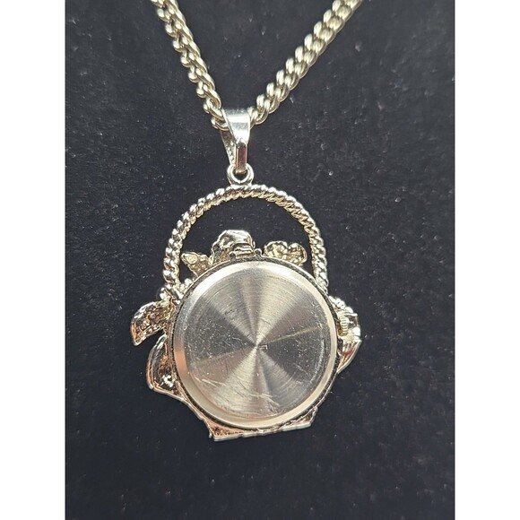 Xanadu Flower Basket Silver Tone Pendant Necklace Watch Quartz New Battery Rare - Picture 11 of 11